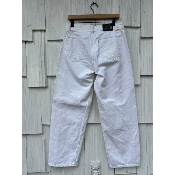 Vintage Levi's L2 White‎ High Waisted Wide Leg Jeans Double Button Zip Fly Sz 10 - Picture 7 of 11